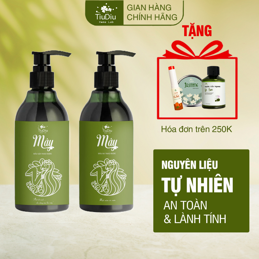 Combo Dầu Gội Dầu Xả Giảm Gãy Rụng Chắc Khỏe Tóc Tiudiu Mây 300g