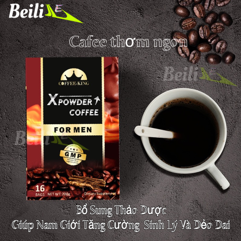 Cà phê sữa hòa tan X-POWER COFFEE FOR MEN/cafe thảo dược tăng sức bền cho nam hộp 16 gói