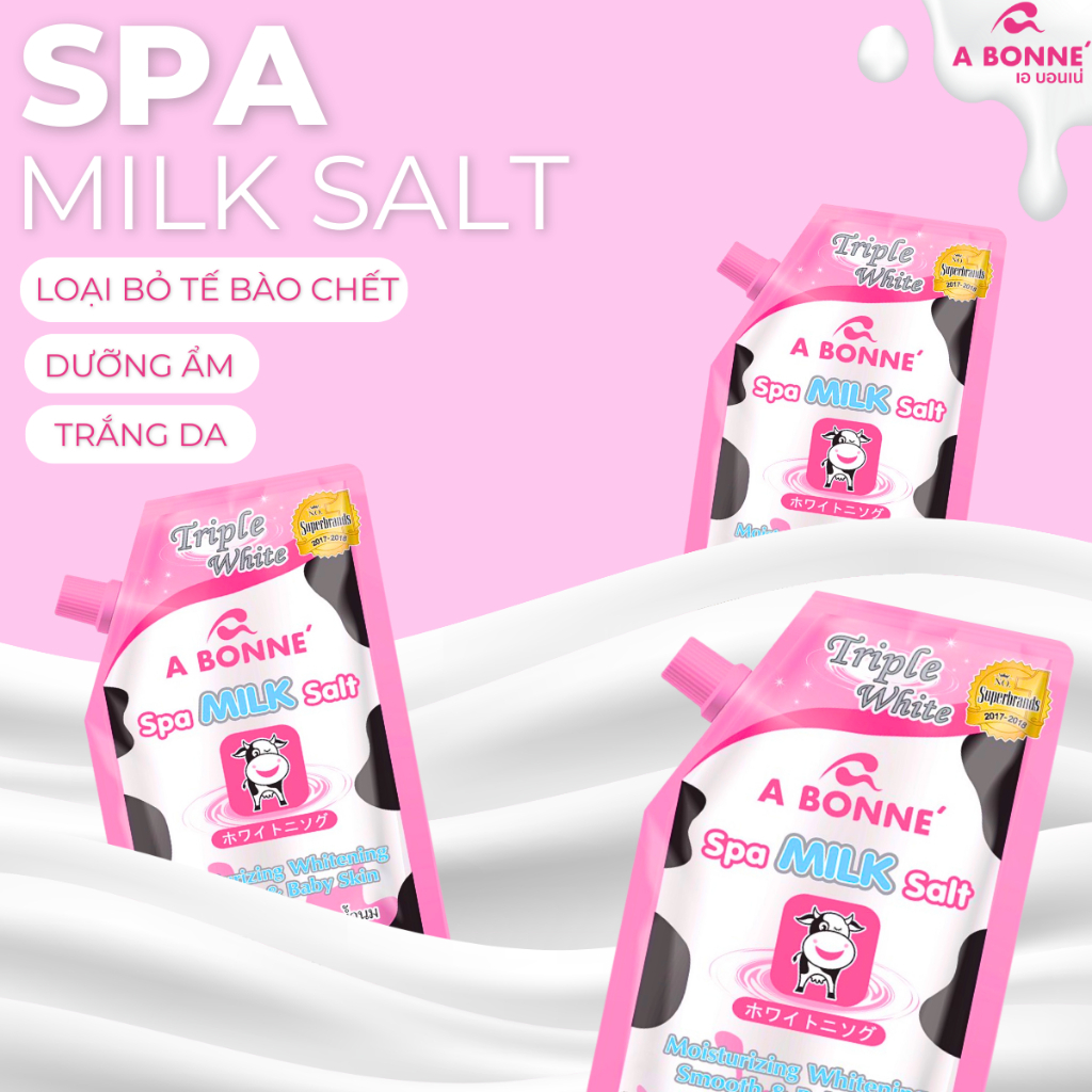 Muối Tắm Sữa Bò - Tẩy Tế Bào Da Chết Body Cơ Thể A Bonne Trắng Sáng Mềm Da Dưỡng Ẩm Spa Milk Salt Thái Lan 350g