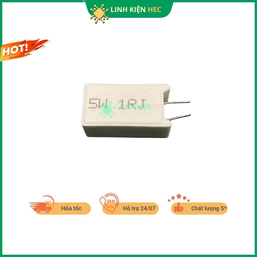Điện trở sứ 0.1R0.15R0.2R0.22R0.25R0.33R0.47R0.5R 5% 5W chính hãng linh kiện hec