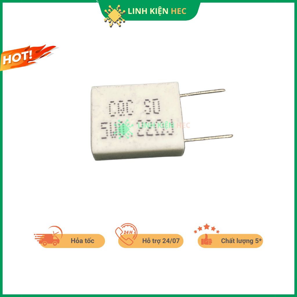 Điện trở sứ 0.1R0.15R0.2R0.22R0.25R0.33R0.47R0.5R 5% 5W chính hãng linh kiện hec
