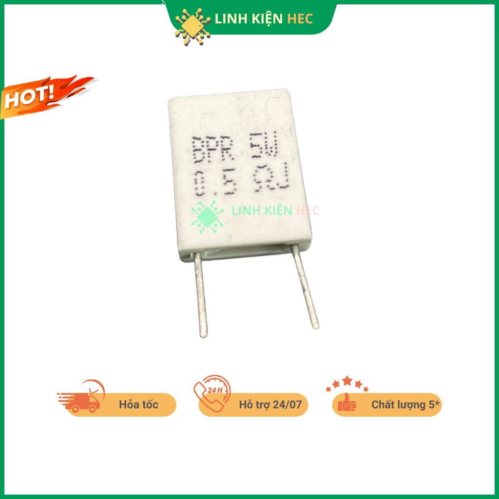 Điện trở sứ 0.1R0.15R0.2R0.22R0.25R0.33R0.47R0.5R 5% 5W chính hãng linh kiện hec