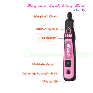 Máy mài đánh bóng MINI 3 tốc độ (bộ 50 phụ kiện)