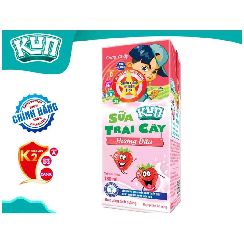 Lốc 4hộp sữa Kun 180ml nhiều vị