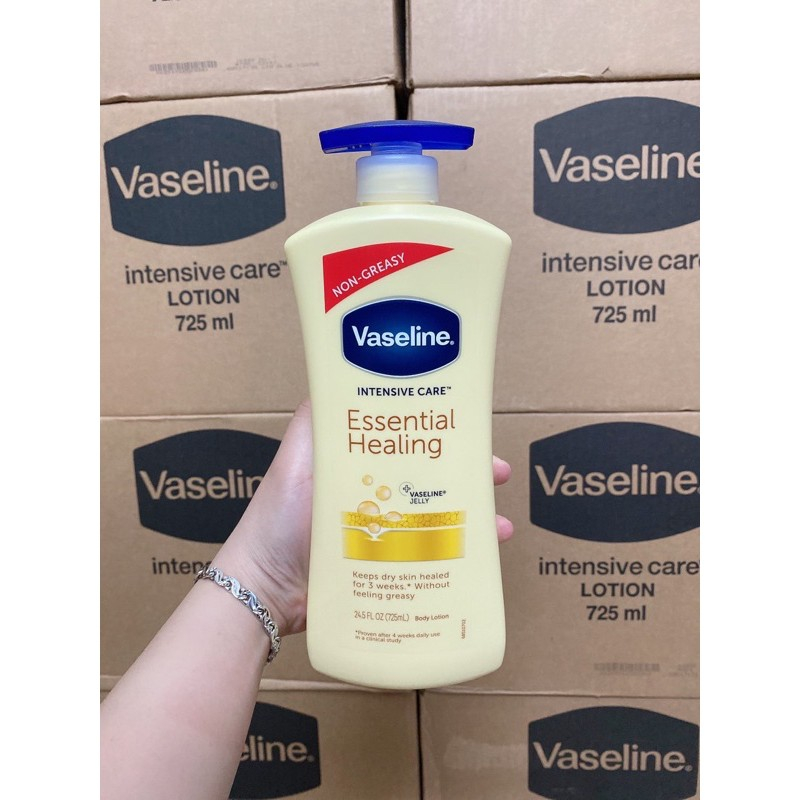 Sữa Dưỡng Thể Body Lotion Vaseline Intensive Care Essential Healing  Màu Vàng Phục Hồi Da 725ml