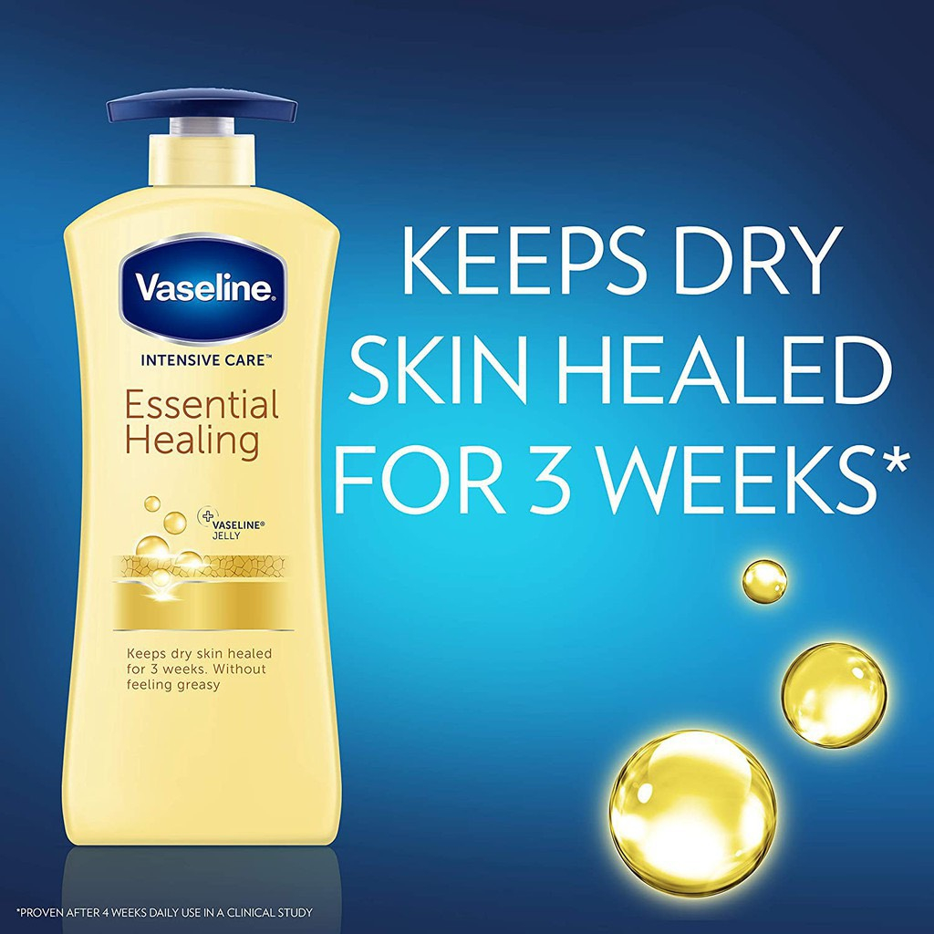 Sữa Dưỡng Thể Body Lotion Vaseline Intensive Care Essential Healing  Màu Vàng Phục Hồi Da 725ml