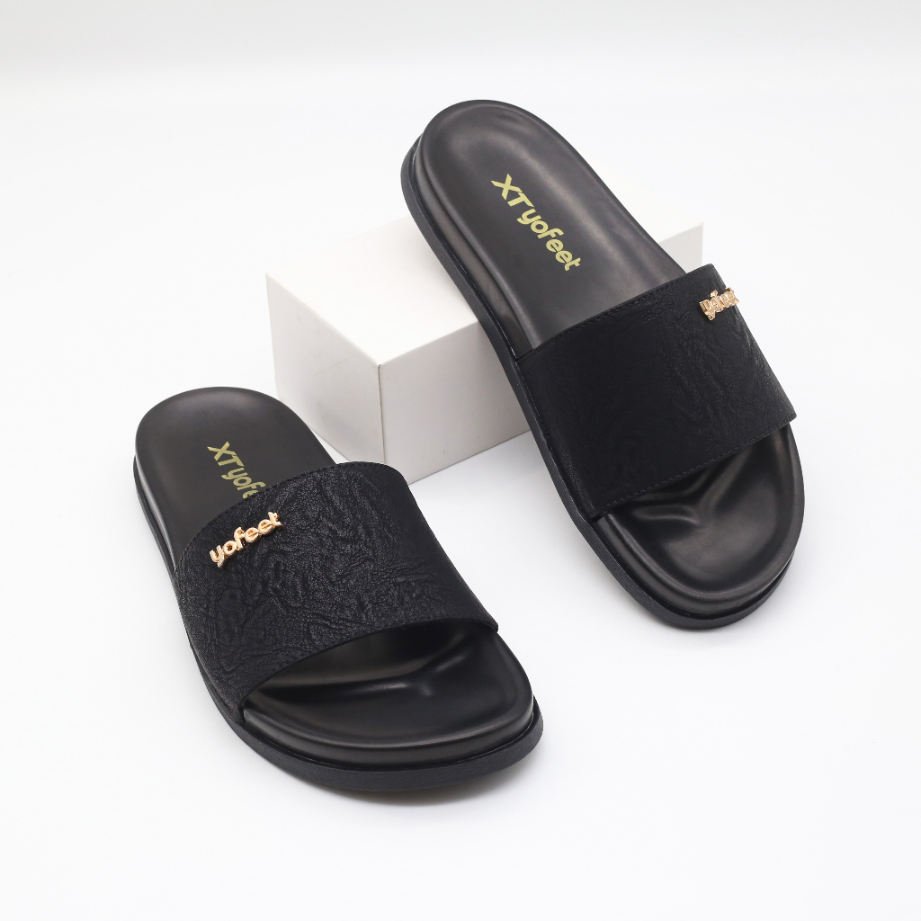 Dép nam quai da - gắn mác YOFEET dép đẹp đi êm hàng đẹp.