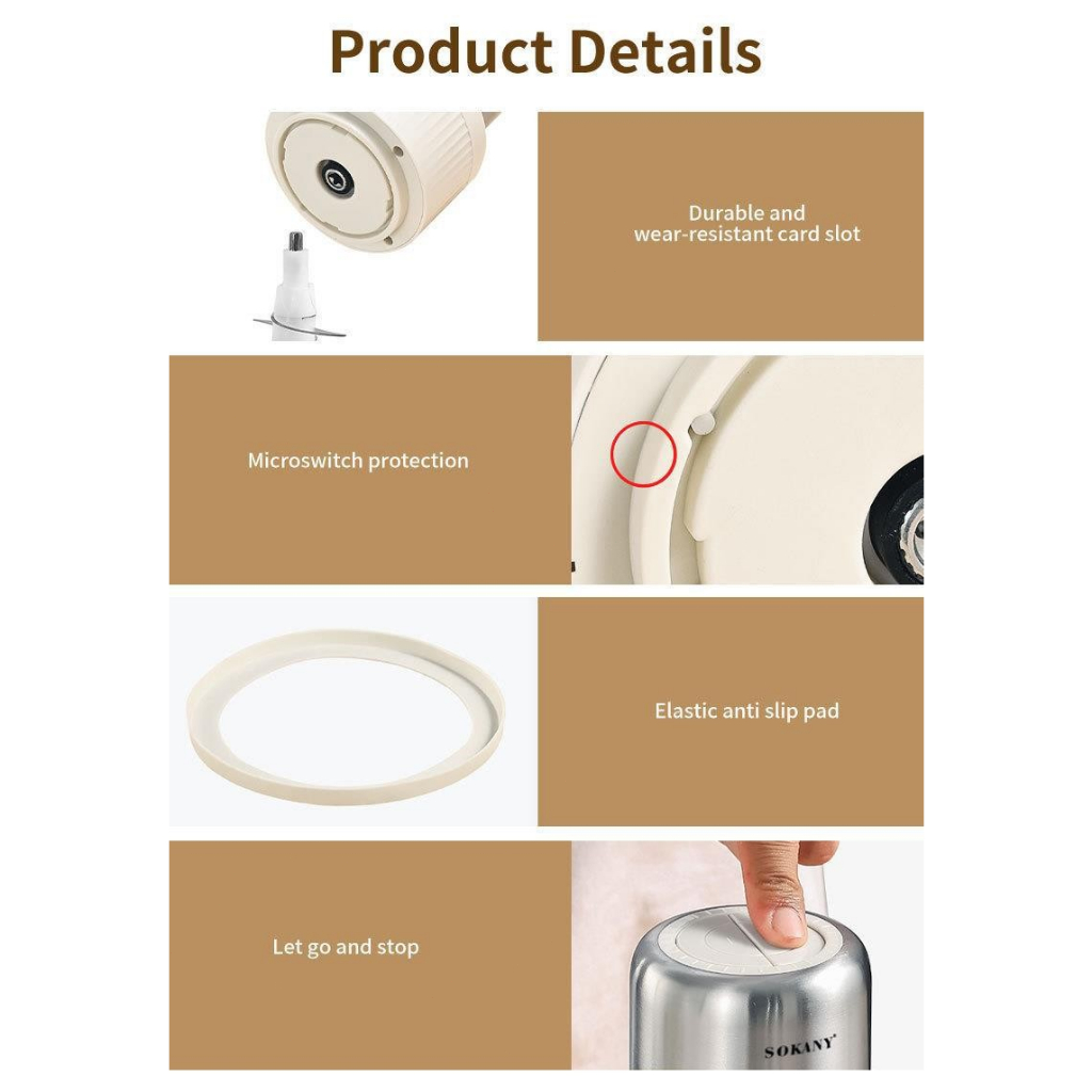 Máy xay SOKANY 7032 2in1 2 cối xay đa năng 3L 800w