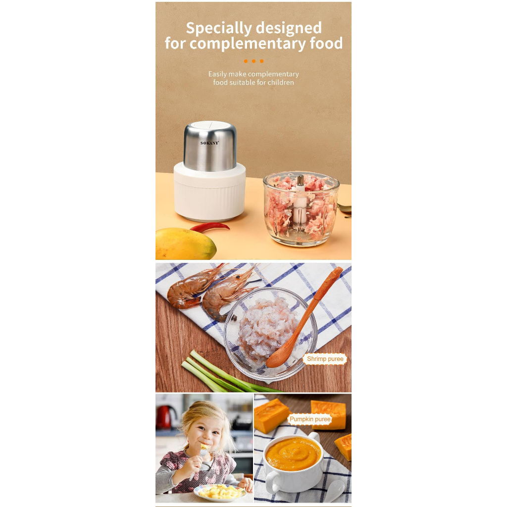 Máy xay SOKANY 7032 2in1 2 cối xay đa năng 3L 800w