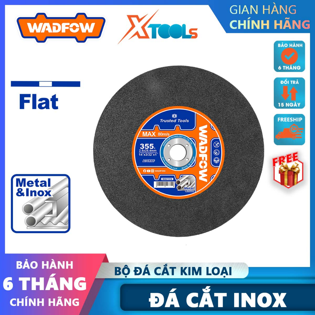 Đá cắt kim loại WADFOW 105x1x16mm, đĩa cắt sắt mini tròn cao cấp siêu bền chống vỡ chống mòn 4inch