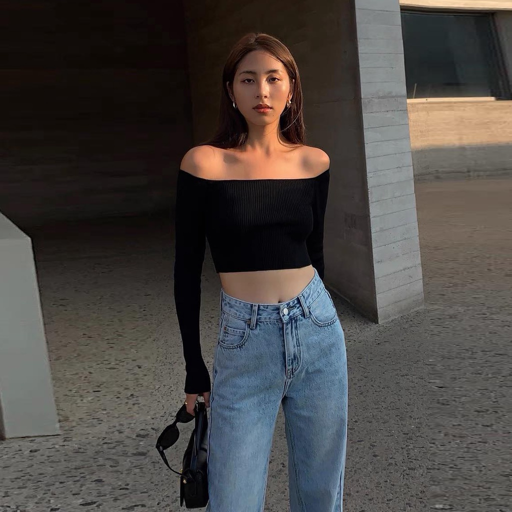 Áo Thun Nữ Dài Tay Croptop Trễ Vai Thun Mềm Mại Cao Cấp Trễ Vai Thời Trang SEXY 2023 CỰC XINH