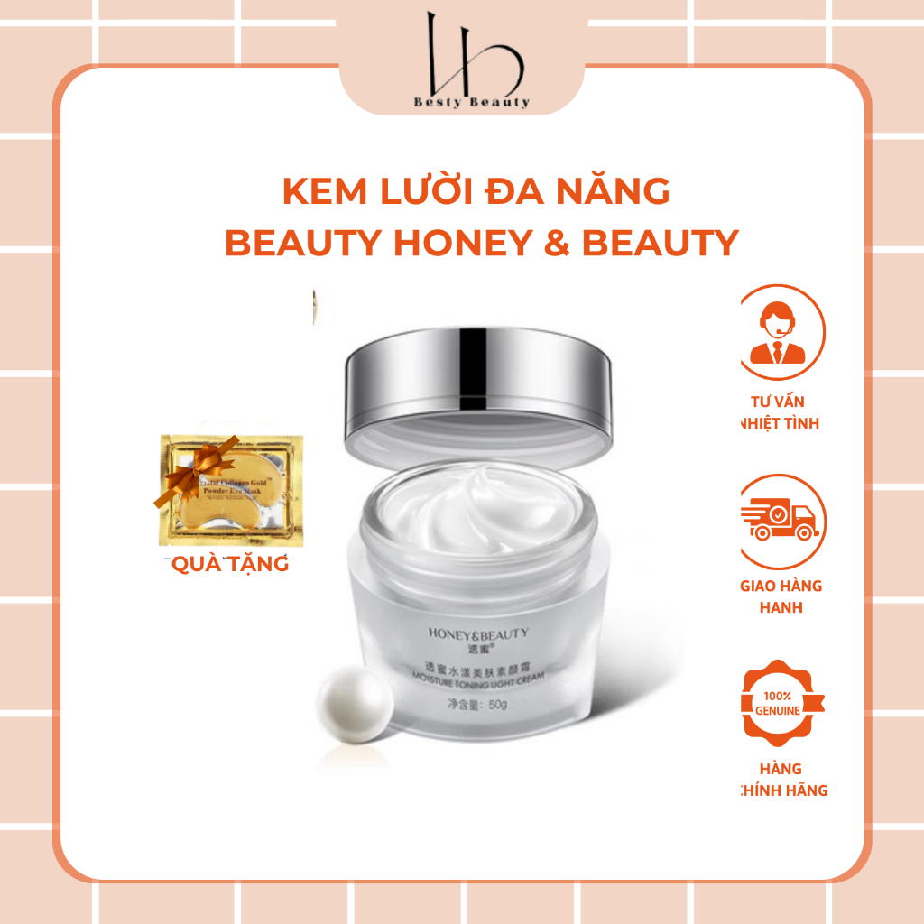 Kem Lười Đa Năng HONEY BEAUTY Dưỡng Trắng, Mờ Thâm Nám, Nâng Tone Tự Nhiên Thay Lớp Make Up 50g - Besty Beauty