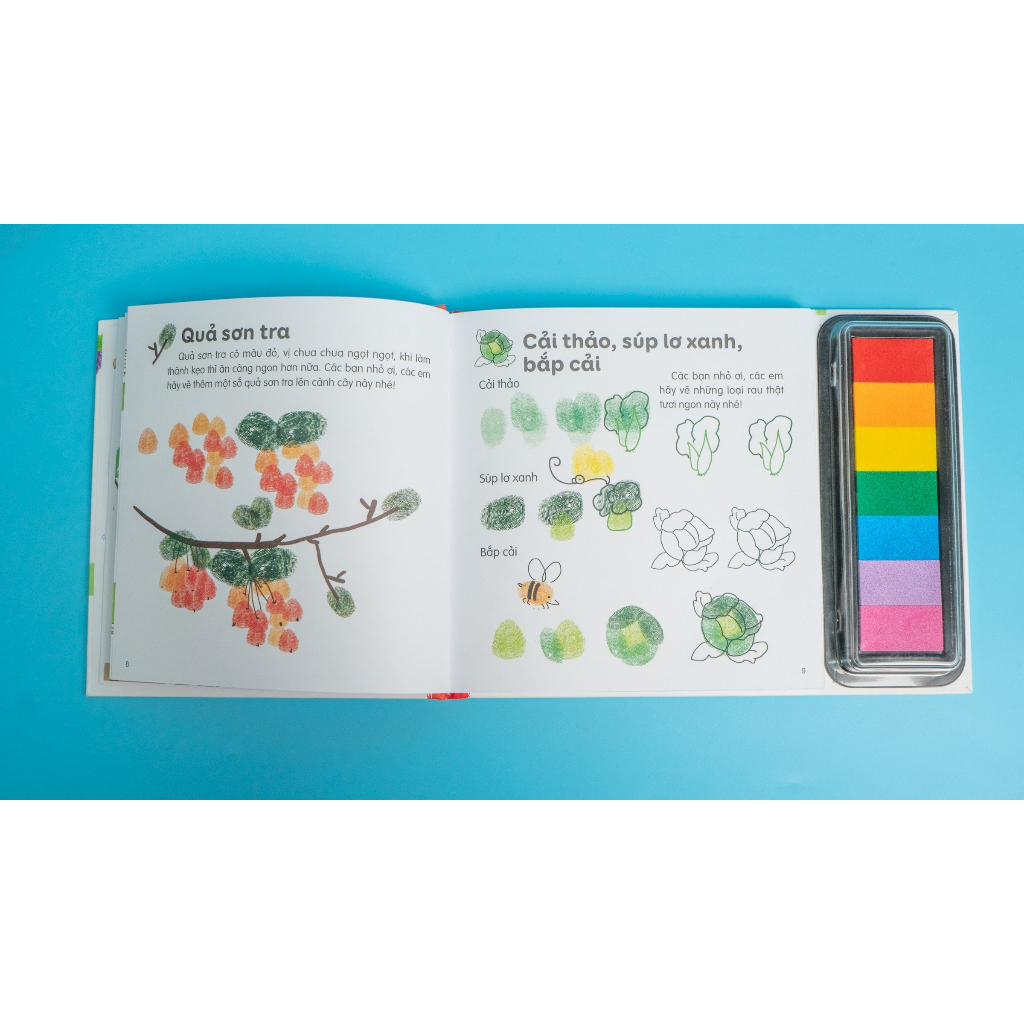 Sách - 100 ý tưởng sáng tạo vẽ tranh bằng vân tay - Động vật và Thực vật - Vẽ sáng tạo cho trẻ từ 3 tuổi - Đinh Tị Books