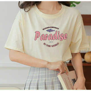Áo thun cotton form vừa in chữ Paradise size M L hàng cao cấp loại 1