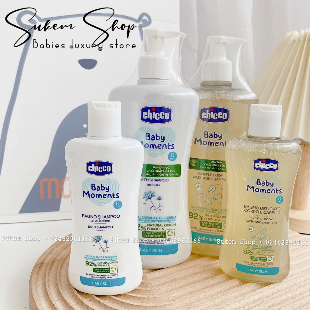 Sữa Tắm Gội Chicco 200ml An Toàn Tuyệt Đối Cho Trẻ Sơ Sinh: Không Chứa Cồn Và Chất Tạo Màu, Không Hương Liệu