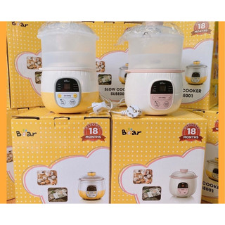 Nồi Nấu Chậm0,8L Bear Chí nh Hãng, Nấu Cháo, Hầm, Hấp, Chưng Yến Giữ Trọn Chất Dinh Dưỡng Bảo Hành 18 Tháng