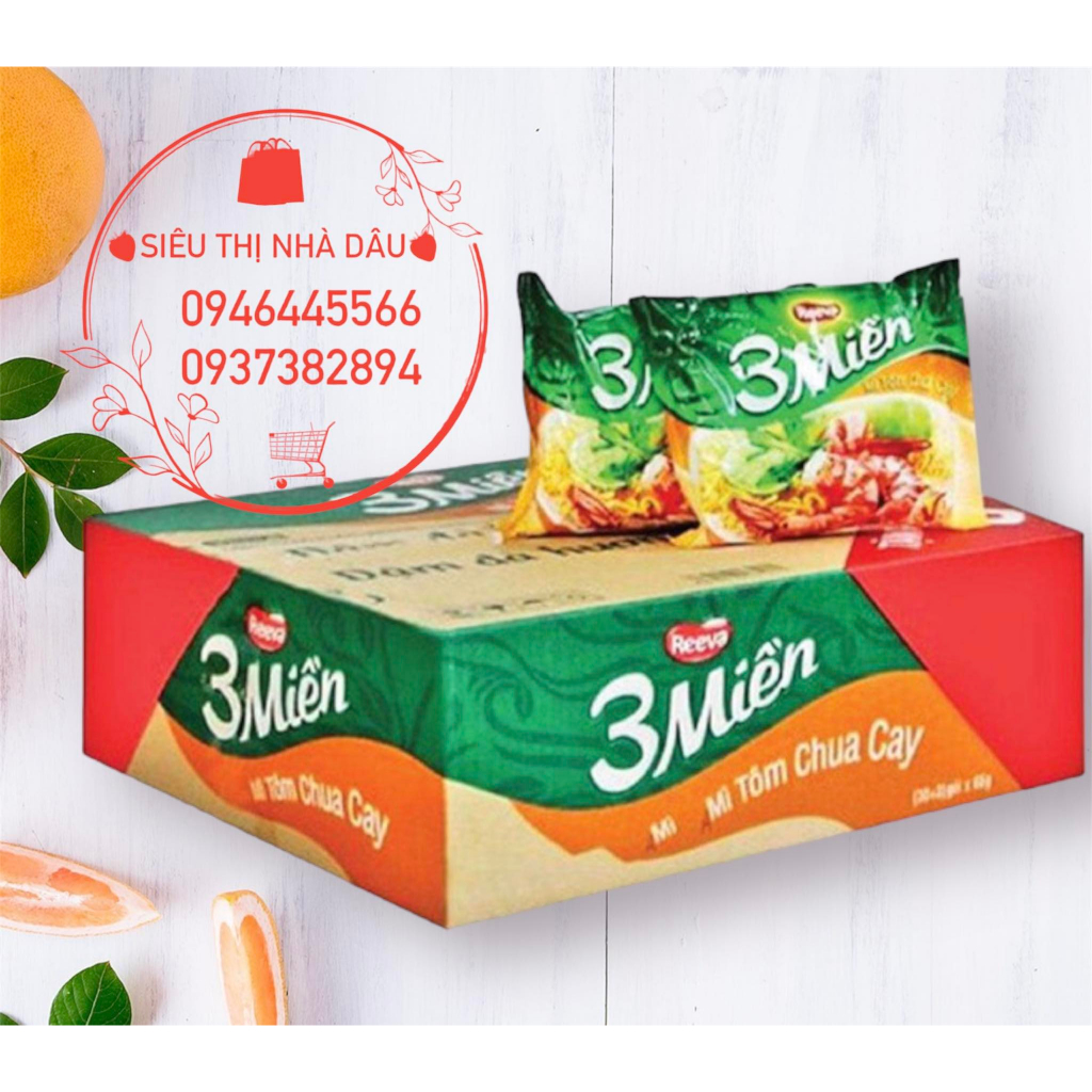 Mì 3 Miền chua cay thùng 30 gói