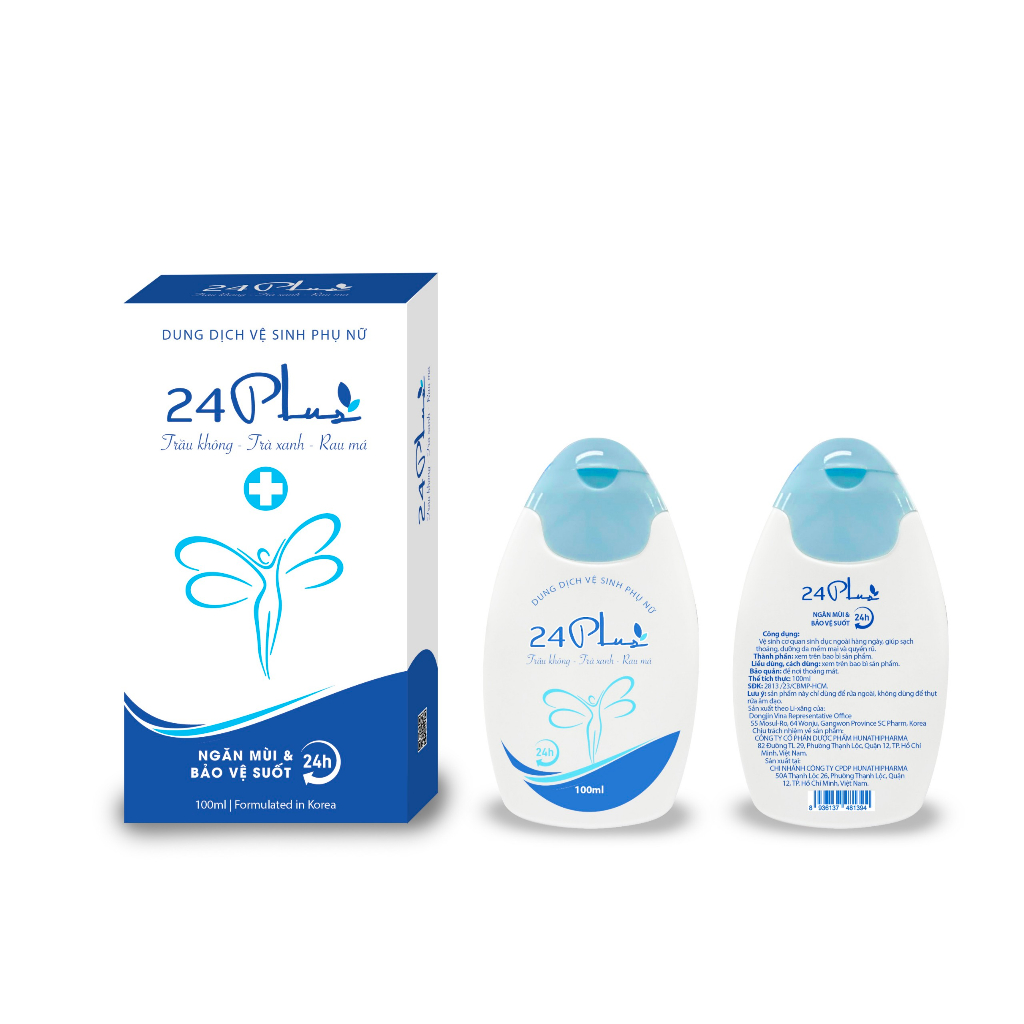 Dung dịch Dược liệu vệ sinh phụ nữ 24 Plus - Trầu không, trà xanh, rau má
