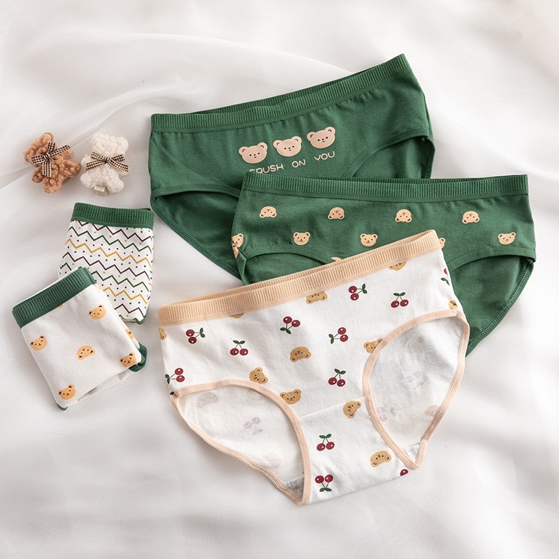 Quần lót gấu cute 100% cotton thoáng khí kháng khuẩn