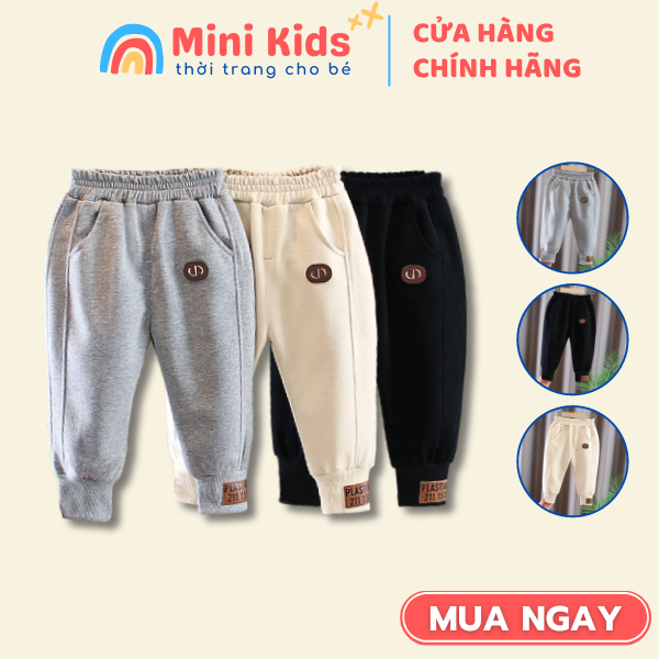 Quần Nỉ Bông GG Cho Bé Trai Bé Gái Mặc Thu Đông size 8-25kg