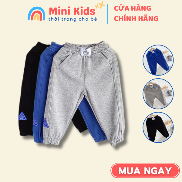 Quần Nỉ Cho Bé Trai Bé Gái Thu Đông Chất Nỉ Da Cá MINI KID size 8-25kg