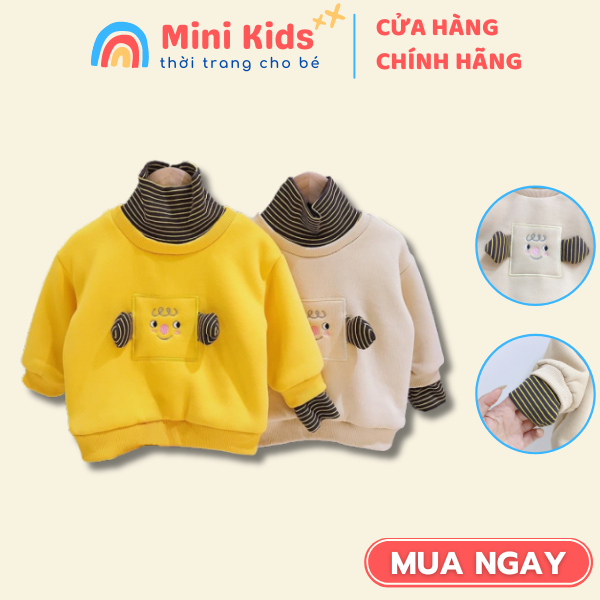 Áo Nỉ Bông Cổ Lọ Dài Tay Gà Con Cho Bé Trai Bé Gái Size 8-20kg MINI KIDS