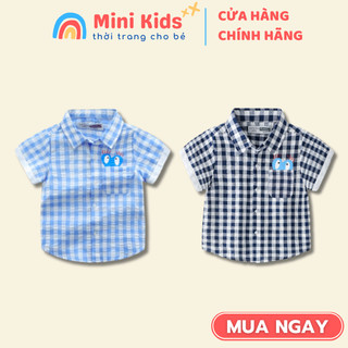 Áo Sơ Mi Cộc Tay Kẻ Caro Cho Bé Trai Và Bé Gái Size 8-25kg