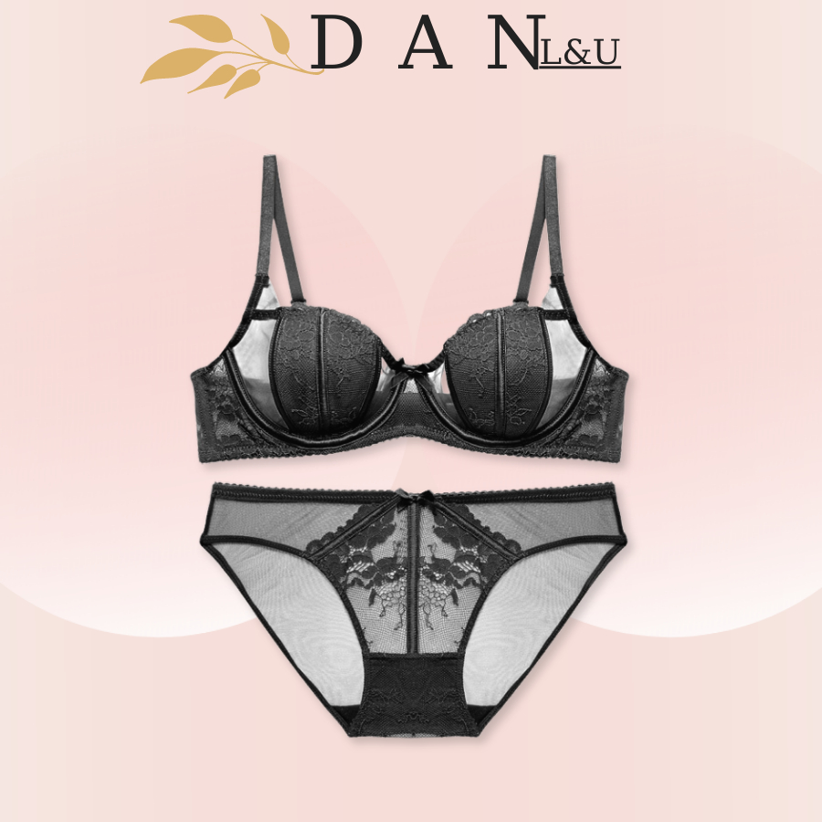 Set Đồ Lót Ren Cao Cấp Mút Mỏng Có Gọng Pha Lưới Cup Ngực Sexy DAN L&U 500