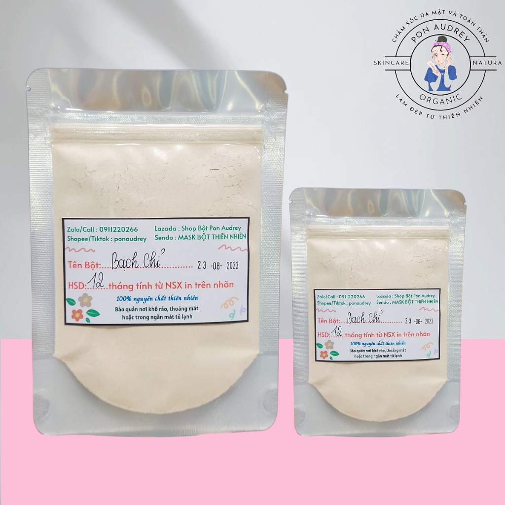 Bột Bạch Chỉ Nguyên Chất Đắp Mặt, Tắm Body - Túi 500Gr/1Kg