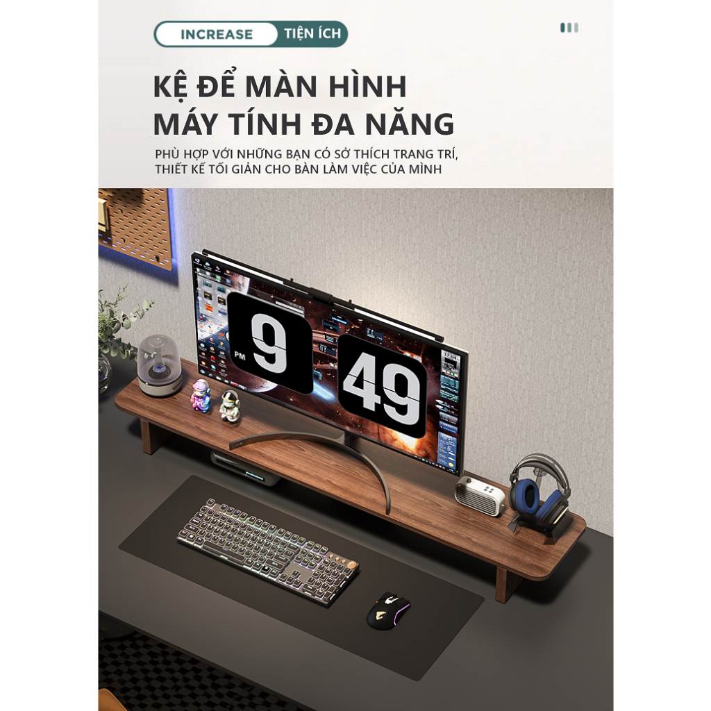 Kệ kê màn hình máy tính decor góc làm việc chất liệu gỗ MDF phủ melamine- GA28