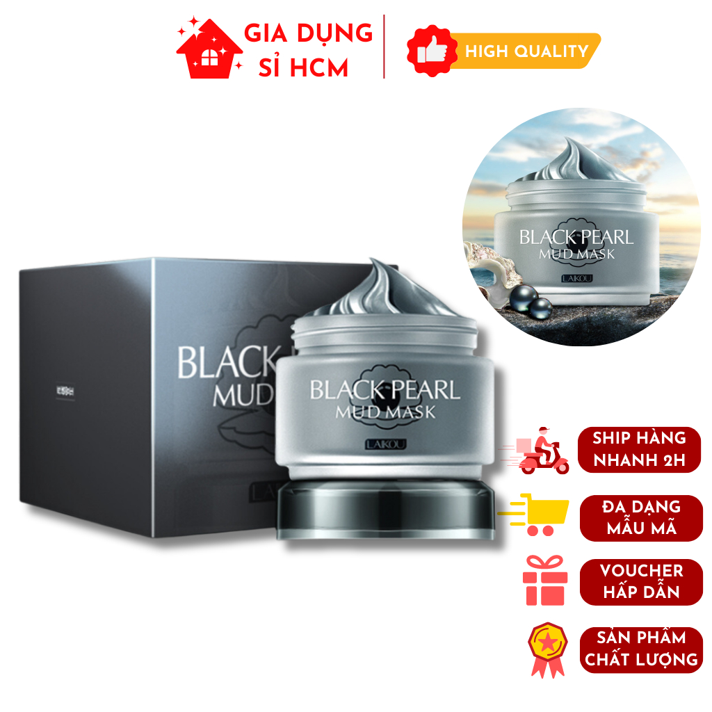 Mặt Nạ Bùn Ngoc Trai Đen Laikou Black Pearl Mud Mask Nguồn Gốc Thiên Nhiên Giúp Làm Trắng Da, Mờ Nám