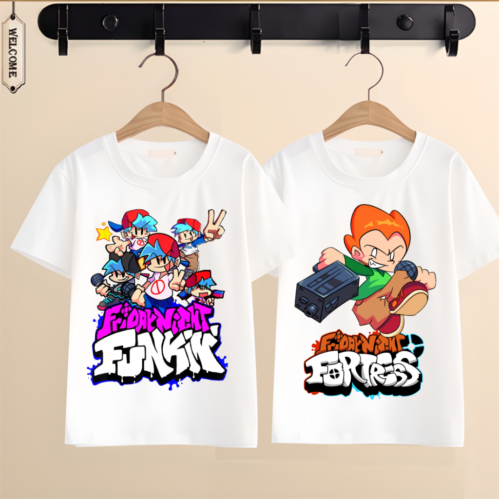 Áo thun friday night funkin boyfriend màu trắng đủ size cho bé trai bé gái