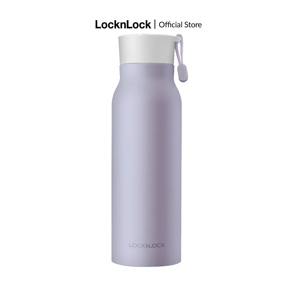 Bình giữ nhiêt Lock&Lock Name Tumbler 500ml - quai xách silicone, inox giữ nóng lạnh 4 màu LHC4125