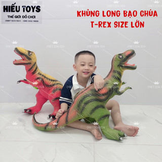 Khủng long bạo chúa t-rex size lớn có nhạc chất liệu cao su mềm đồ chơi khủng long cho bé trai hiếu toys