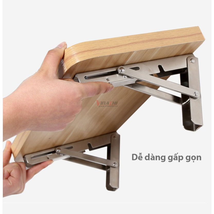 Bộ 2 Chiếc Bản Lề Gập Inox - Bản Lề Gập, Eke Gập Đỡ Kệ Treo Tường, Giá Đỡ Mặt Bàn Bằng Inox Siêu Bền