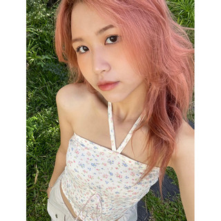 JANET STUDIO • Áo ống cổ yếm hoa vàng