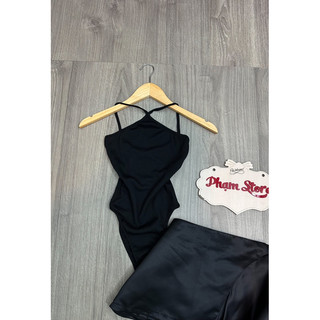 set bodysuit yếm+ chân váy tà lệch