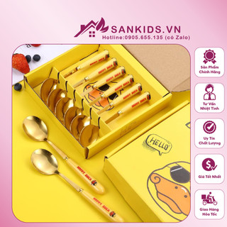 Set 6 thìa vịt vàng DUCK dễ thương kèm vỏ hộp xinh xắn - Bộ 6 muỗng hình vịt mạ vàng