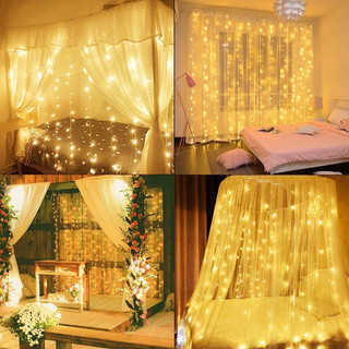 Đèn led mưa thả rèm vải voan trang trí sinh nhật, đèn rèm 2 màu 3mx2m - 3mx3m decor phòng ngủ, phòng làm việc