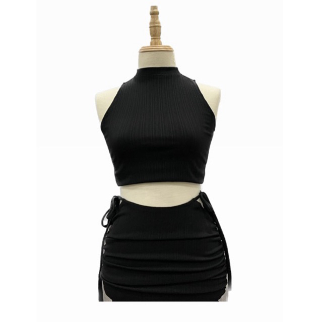 SET ÁO CROPTOP VÀ CHÂN VÁY CỘT EO HAI BÊN