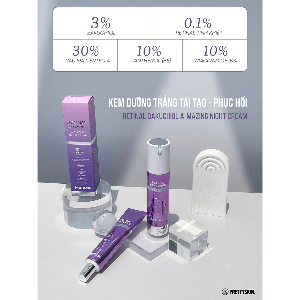 Kem dưỡng chống lão hóa Pretty Skin Retinal Bakuchiol A-mazing Night Cream