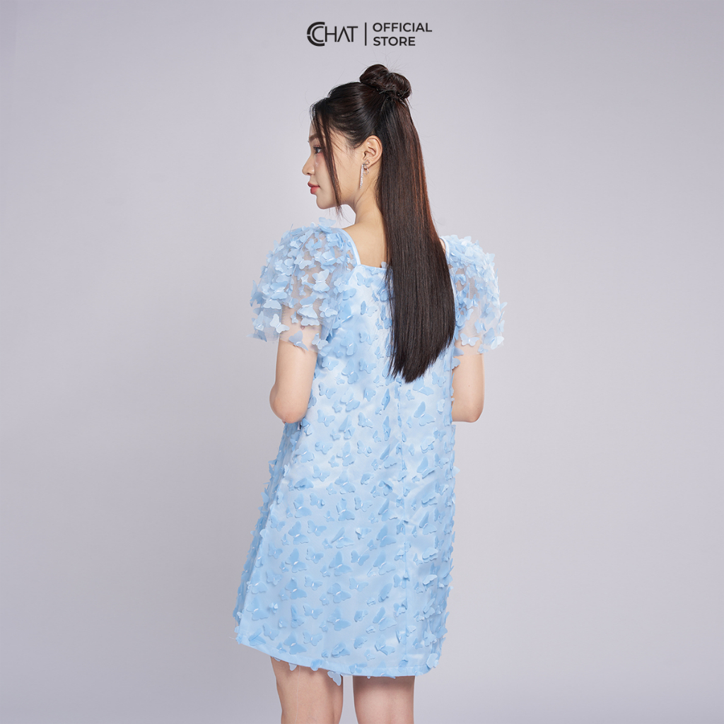 Đầm Nữ 𝐂𝐂𝐇𝐀𝐓 Dáng Suông A Butterfly Chất Lưới Organza Cao Cấp 13VNM5011AT