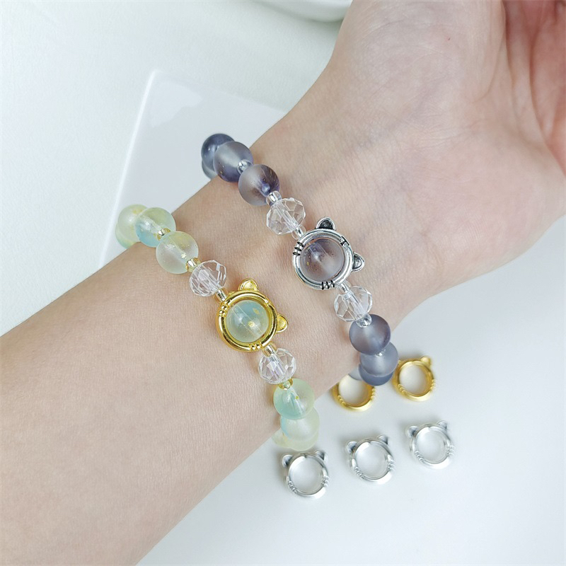 Charm khung đá bọc hạt hình mèo con - KL230