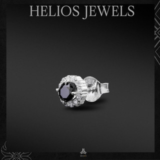 Khuyên tai bạc nam, nữ HeliSilver Mystery - Đá Đen s925 KTB148