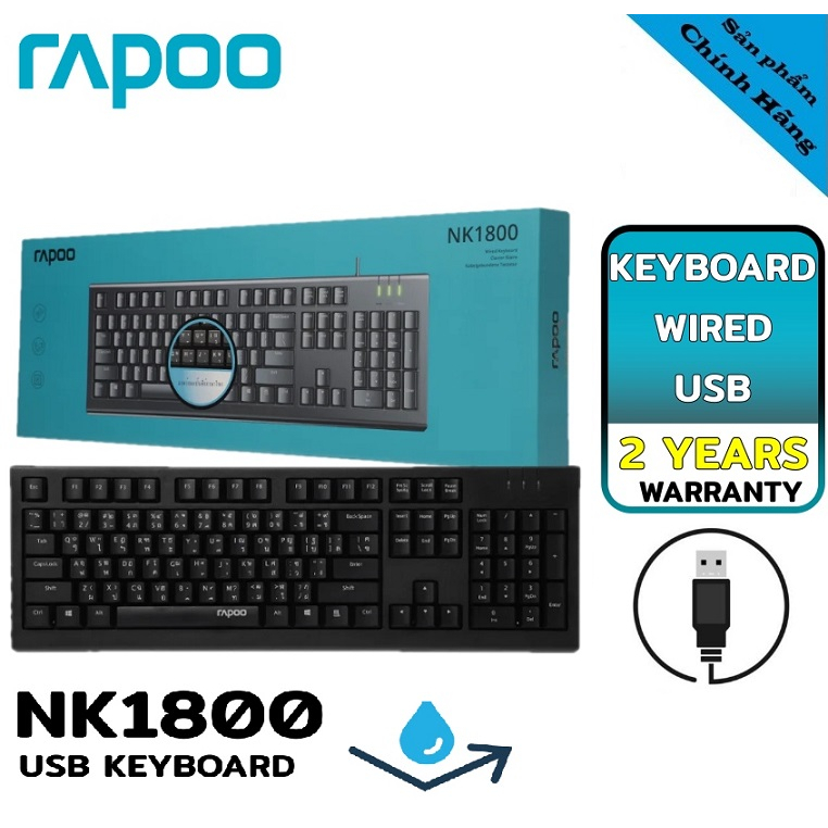 Bàn phím máy tính có dây Rapoo NK1800 Usb Màu Đen , Hàng Mới Chính Hãng Bh24T