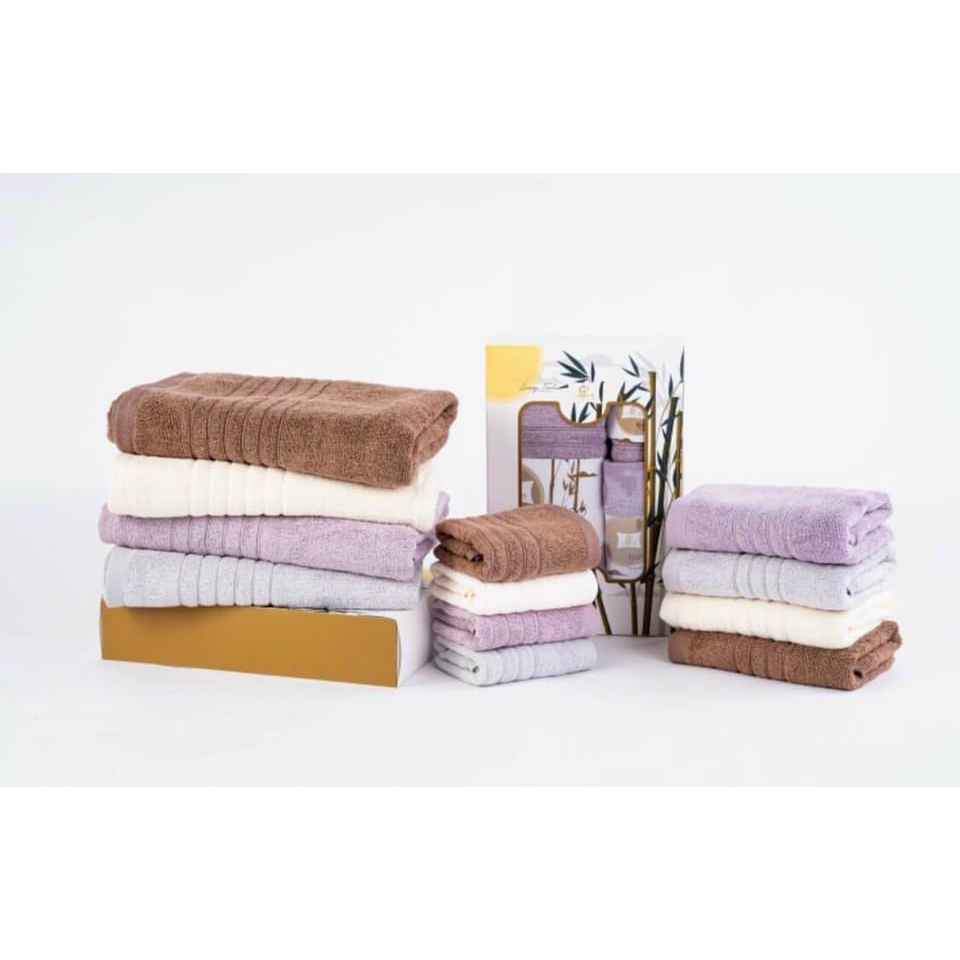 Khăn sợi tre 100% Bambo Hanvico siêu mềm mịn, kháng khuẩn an toàn với làn da giao màu ngẫu nhiên