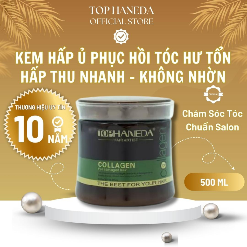 Ủ Tóc Collagen Phục Hồi Top Haneda 500ml Chính Hãng, Kem Ủ Tóc Hấp Tóc Collagen Phục Hồi Siêu Mềm Mượt Chuẩn Salon