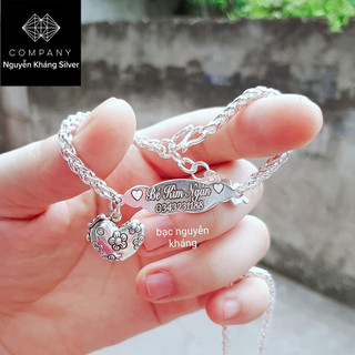 Lắc bạc ta hình đám mây kèm con giáp cho bé trai, bé gái khắc chữ theo yêu cầu