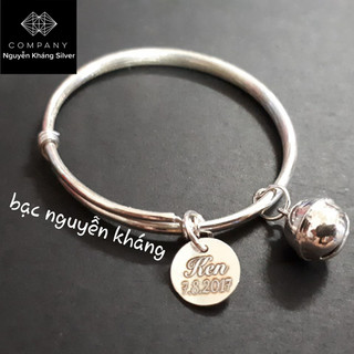 Lắc bạc ta, khắc tên theo yều cầu cho bé, có chuông kêu