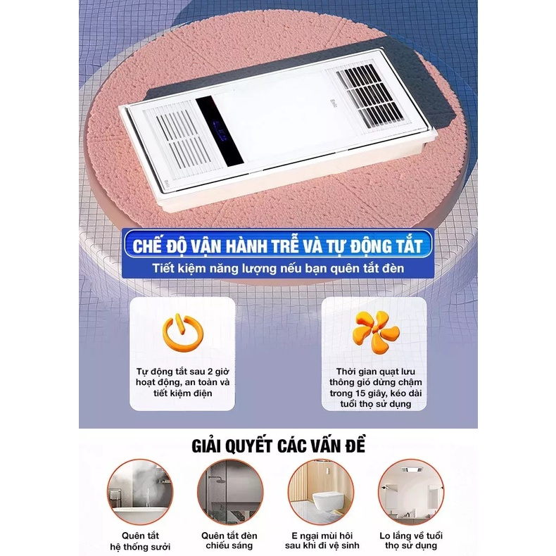 Quạt sưởi âm trần đa năng KAW-TLC, đèn sưởi nhà tắm làm ấm, làm mát, chiếu sáng bảo hành chính hãng 3 năm